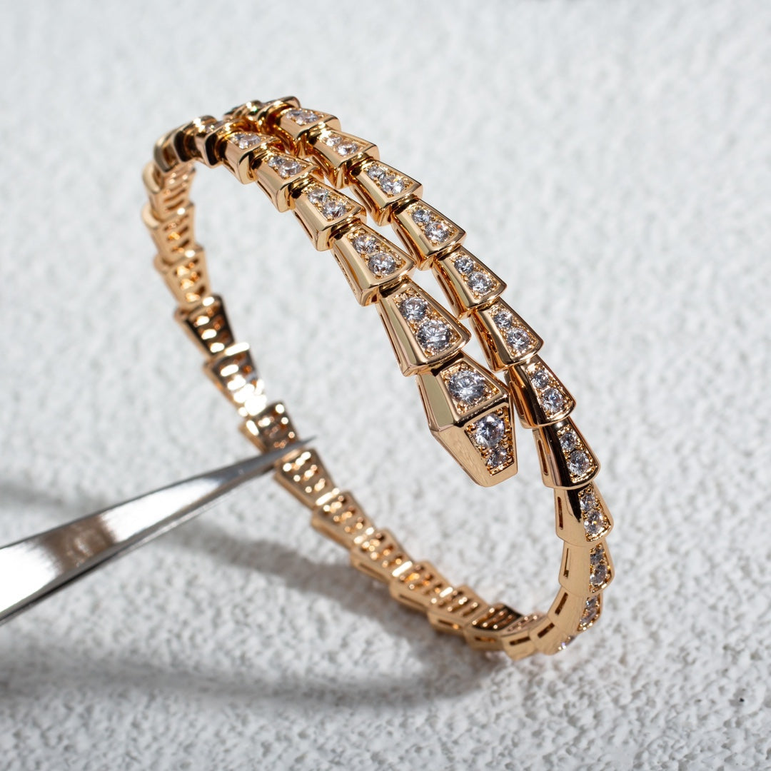 [Joyas Regalia]Pulsera Serpenti de 6,8 mm de oro rosa y diamantes 