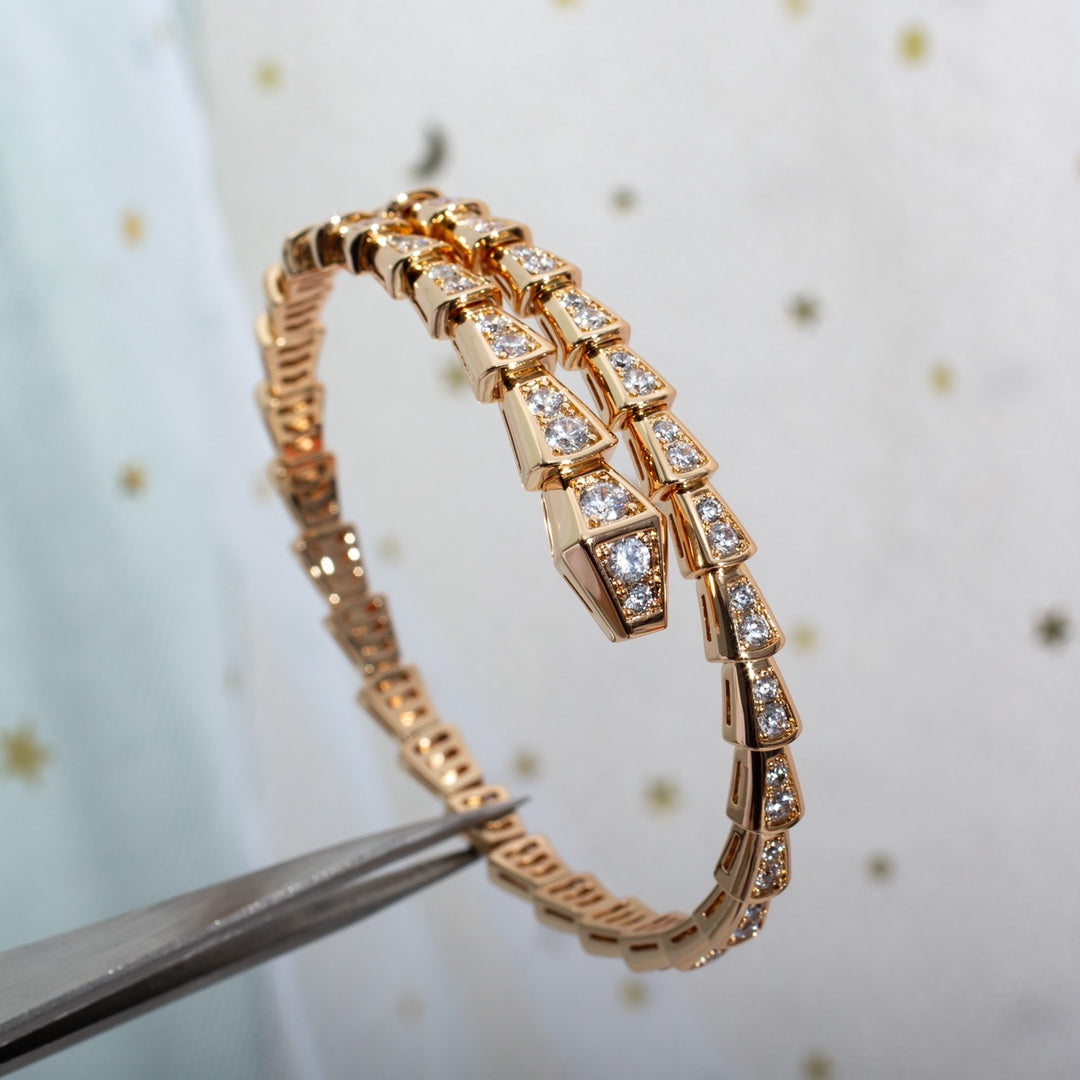 [Joyas Regalia]Pulsera Serpenti de 6,8 mm de oro rosa y diamantes 