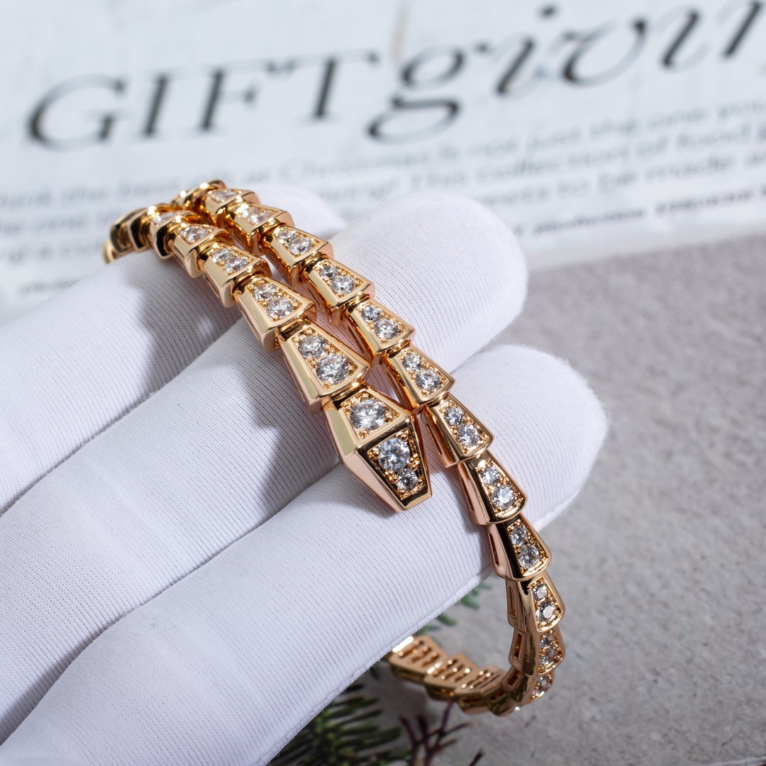 [Joyas Regalia]Pulsera Serpenti de 6,8 mm de oro rosa y diamantes 