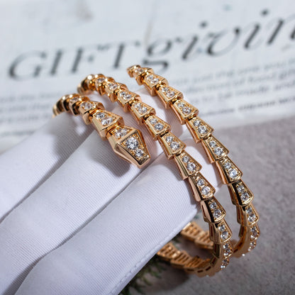 [Joyas Regalia]Pulsera Serpenti de oro rosa con diamantes de doble fila