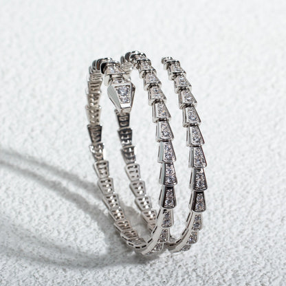 [Joyas Regalia]Pulsera Serpenti de plata y diamantes de doble fila