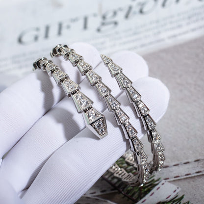 [Joyas Regalia]Pulsera Serpenti de plata y diamantes de doble fila