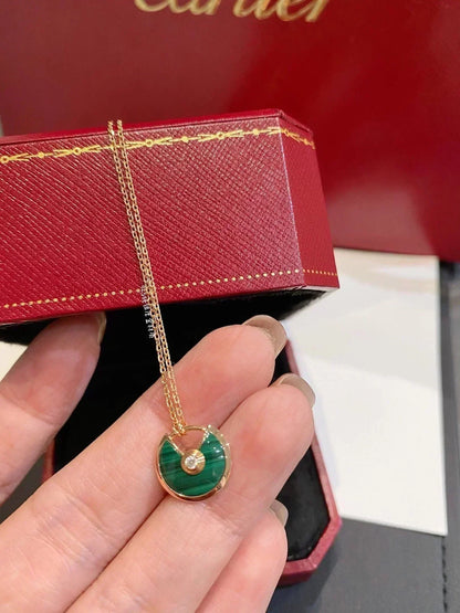 [Regalia jewelry]AMULETTE ROSE GOLD MALACHITE NECKLACE