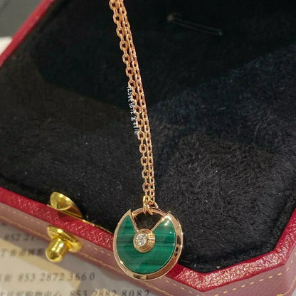 [Regalia jewelry]AMULETTE ROSE GOLD MALACHITE NECKLACE