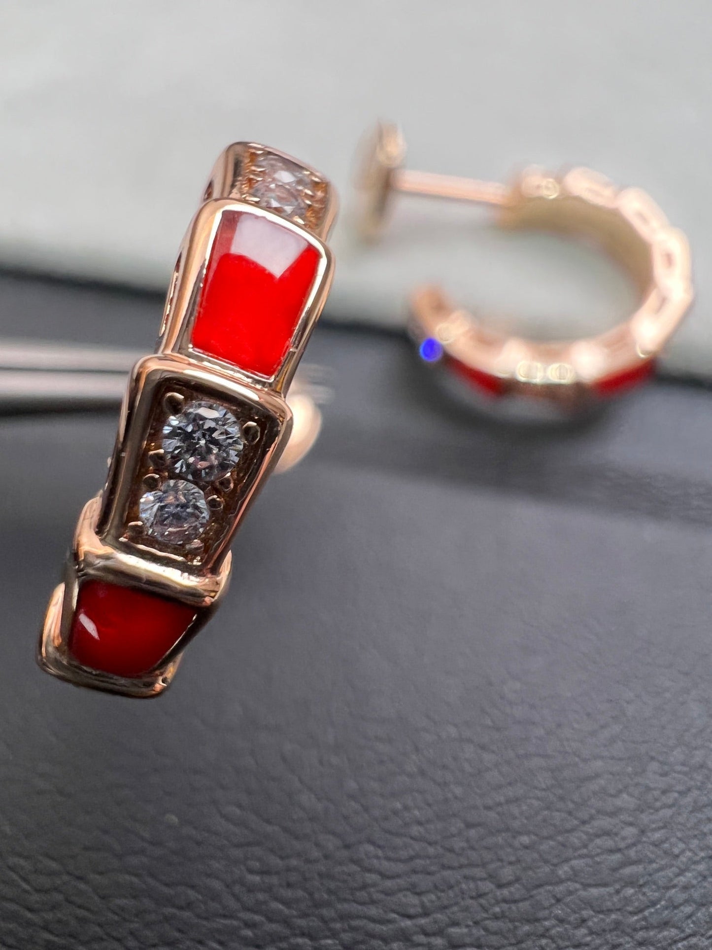 [Regalia jewelry]SERPENTI CARNELIAN PINK GOLD EARRINGS