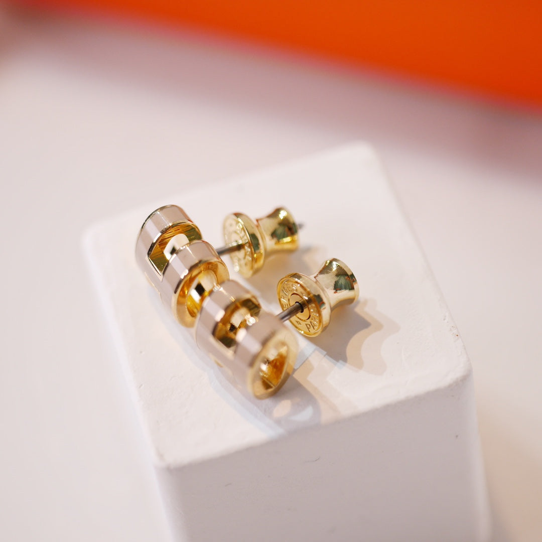 [Joyas Regalia] PENDIENTES MINI POP H DORADOS GRISES