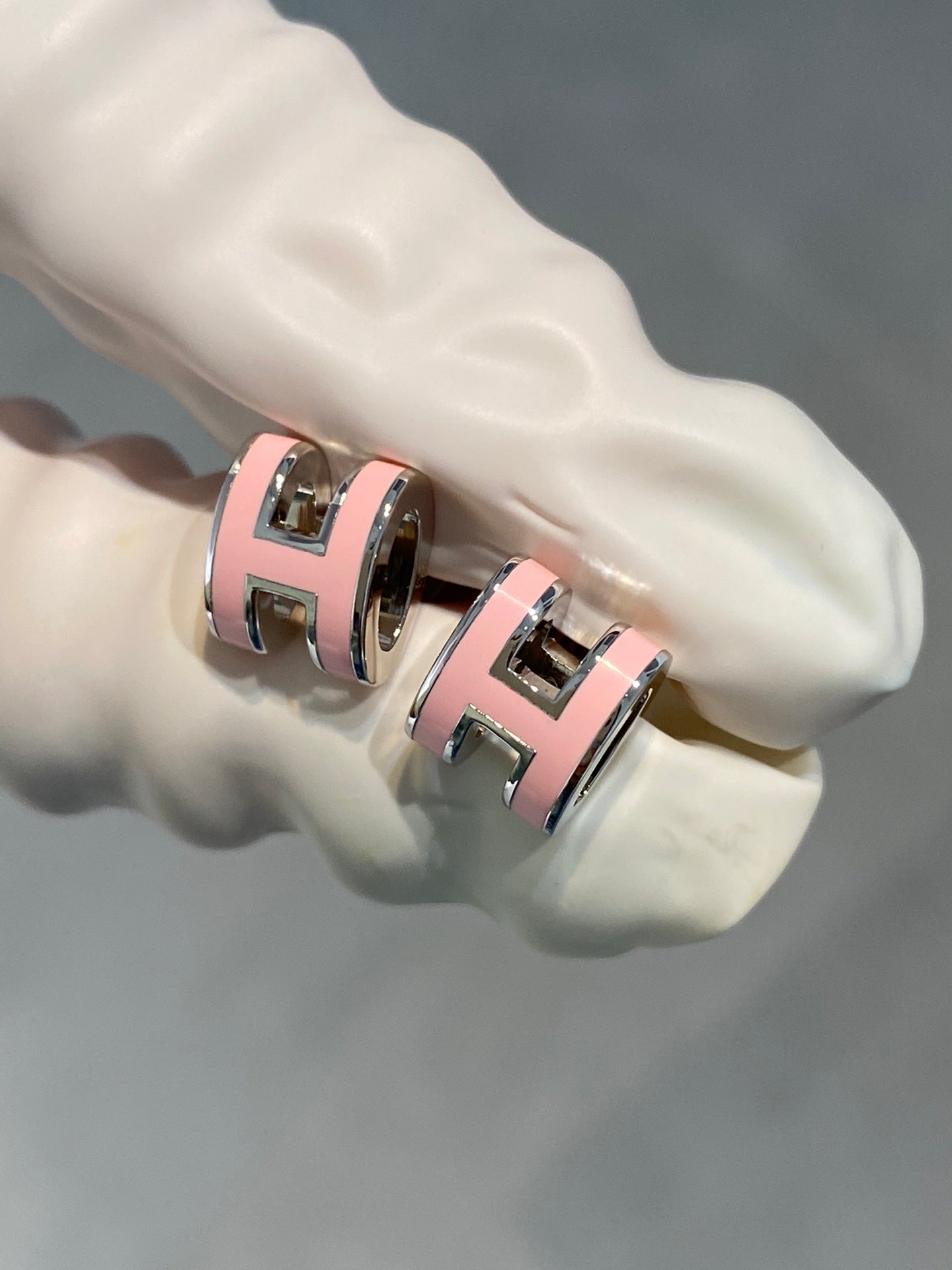 [Joyas Regalia]MINI POP H PENDIENTES DE PLATA ROSA