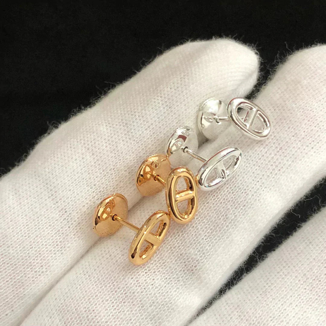 [Joyas Regalia]PENDIENTES PEQUEÑOS DE CADENA ORO Y PLATA