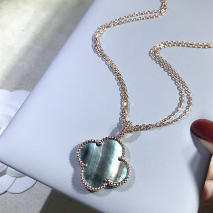 [Regalia jewelry]CLOVER 25MM GOLD DARK MOP BIG CLOVER NECKLACE