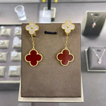 [Regalia jewelry]CLOVER  2 MOTIFS  DIAMOND  EARRINGS (MULTIPLE CHOICESç´