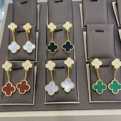 [Regalia jewelry]CLOVER  2 MOTIFS  DIAMOND  EARRINGS (MULTIPLE CHOICESç´