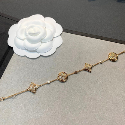 [Regalia jewelry]STAR AND SUN 4 MOTIFS GOLD DIAMONDS BRACELET