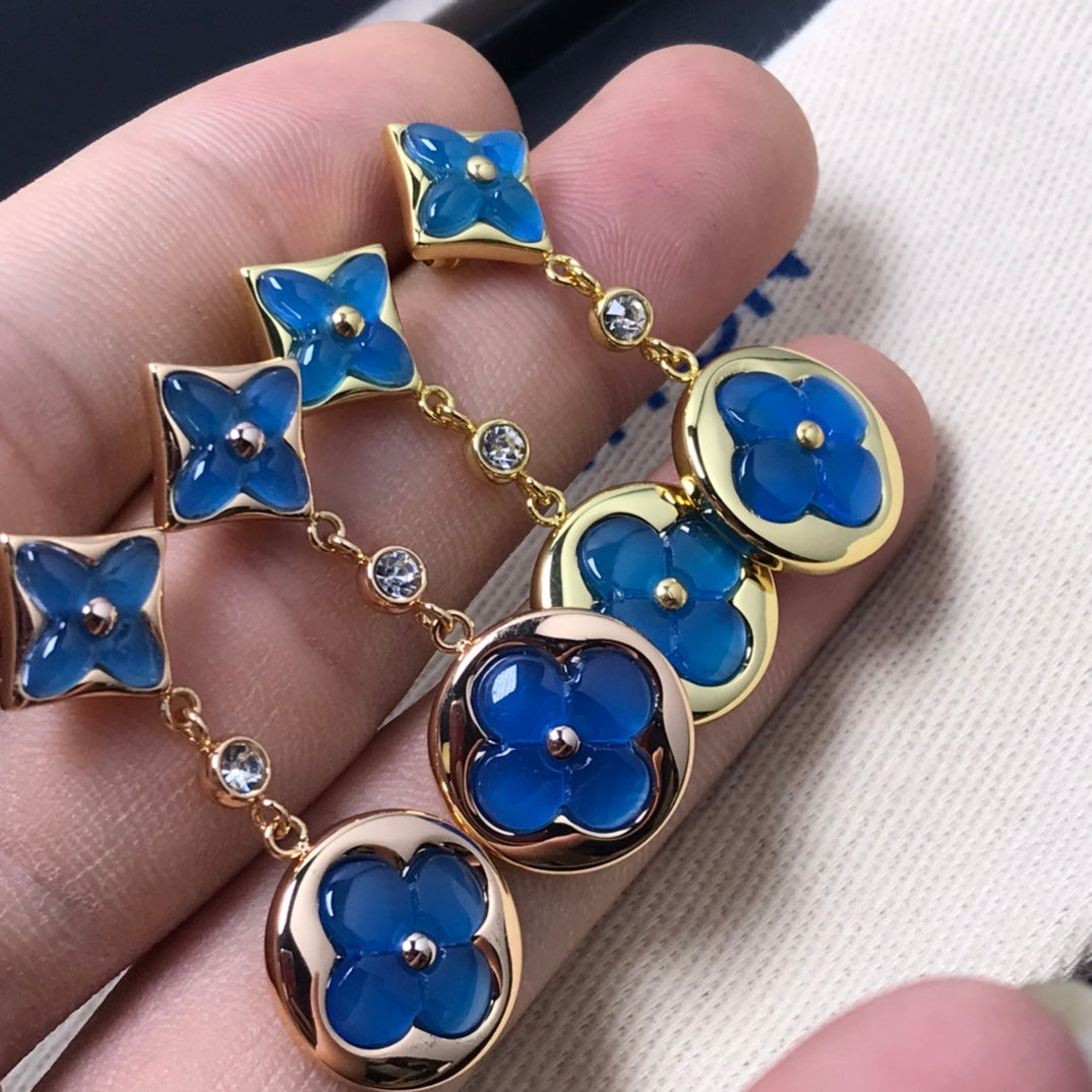 [Regalia jewelry]STAR AND SUN AGATE DIAMOND EARRINGS