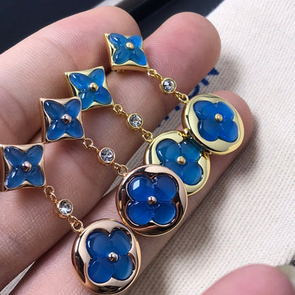 [Regalia jewelry]STAR AND SUN AGATE DIAMOND EARRINGS