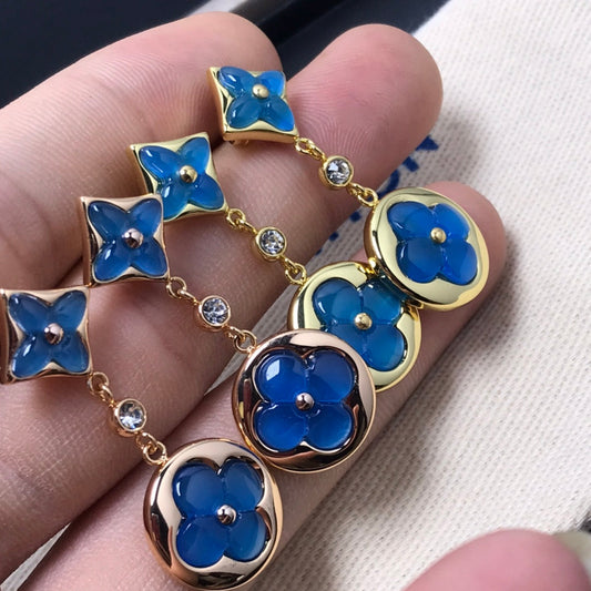 [Regalia jewelry]STAR AND SUN AGATE DIAMOND EARRINGS