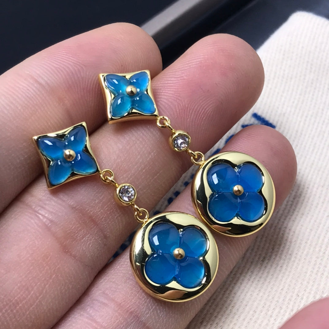 [Regalia jewelry]STAR AND SUN AGATE DIAMOND EARRINGS