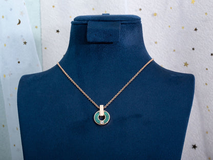 [Joyas Regalia]COLLAR GARI ORO ROSA MALAQUITA