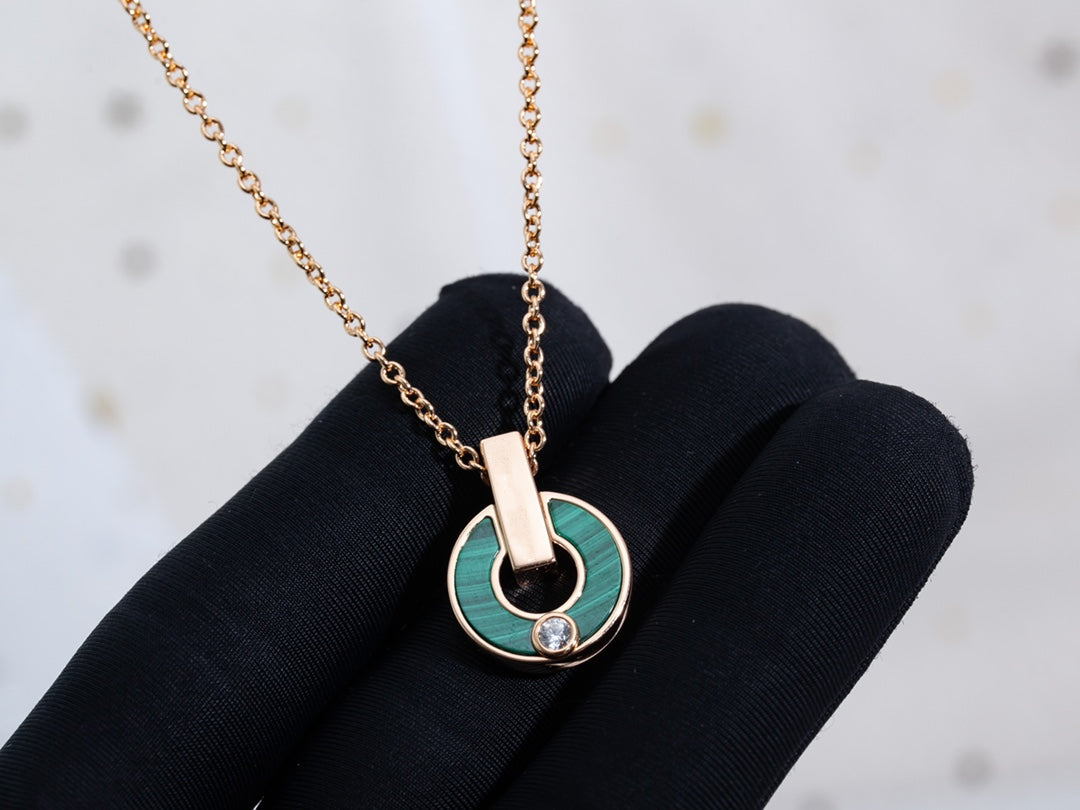 [Joyas Regalia]COLLAR GARI ORO ROSA MALAQUITA