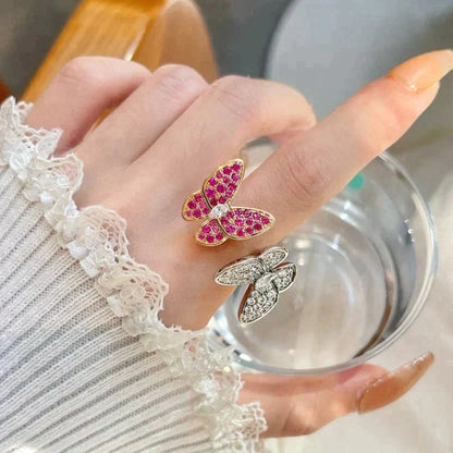 [Joyas Regalia] ANILLO DE MARIPOSA CON DIAMANTES DOBLES