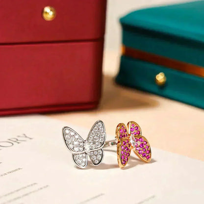 [Joyas Regalia] ANILLO DE MARIPOSA CON DIAMANTES DOBLES