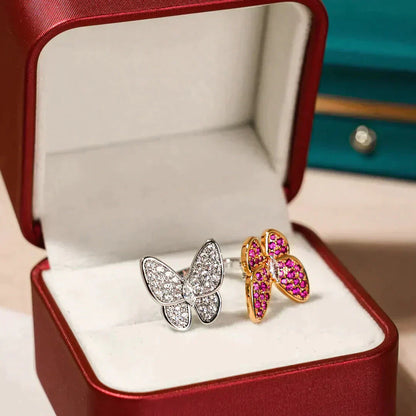 [Joyas Regalia] ANILLO DE MARIPOSA CON DIAMANTES DOBLES