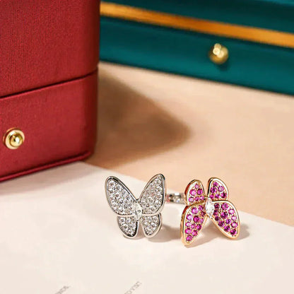 [Joyas Regalia] ANILLO DE MARIPOSA CON DIAMANTES DOBLES