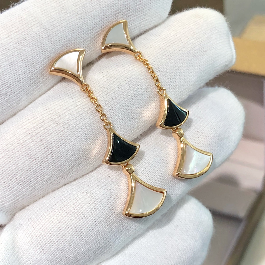 [Joyas Regalia] PENDIENTES DE ENSUEÑO 3 MOTIVOS ÓNIX MOP ORO ROSA
