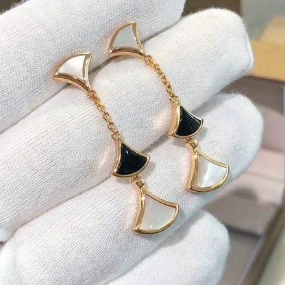 [Joyas Regalia] PENDIENTES DE ENSUEÑO 3 MOTIVOS ÓNIX MOP ORO ROSA