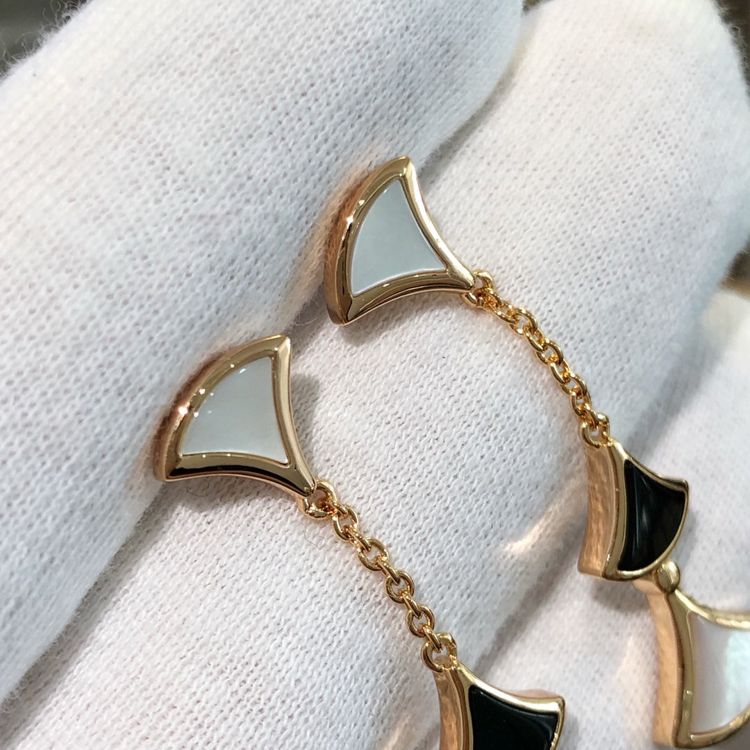 [Joyas Regalia] PENDIENTES DE ENSUEÑO 3 MOTIVOS ÓNIX MOP ORO ROSA
