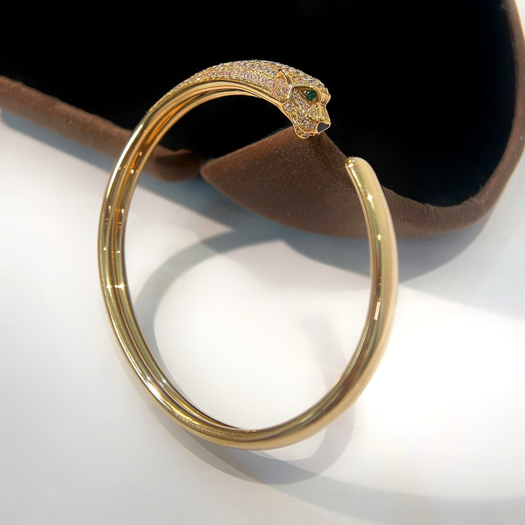 [Joyas Regalia]Pulsera abierta de diamantes y oro Pantera