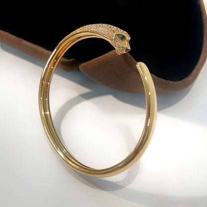 [Joyas Regalia]Pulsera abierta de diamantes y oro Pantera