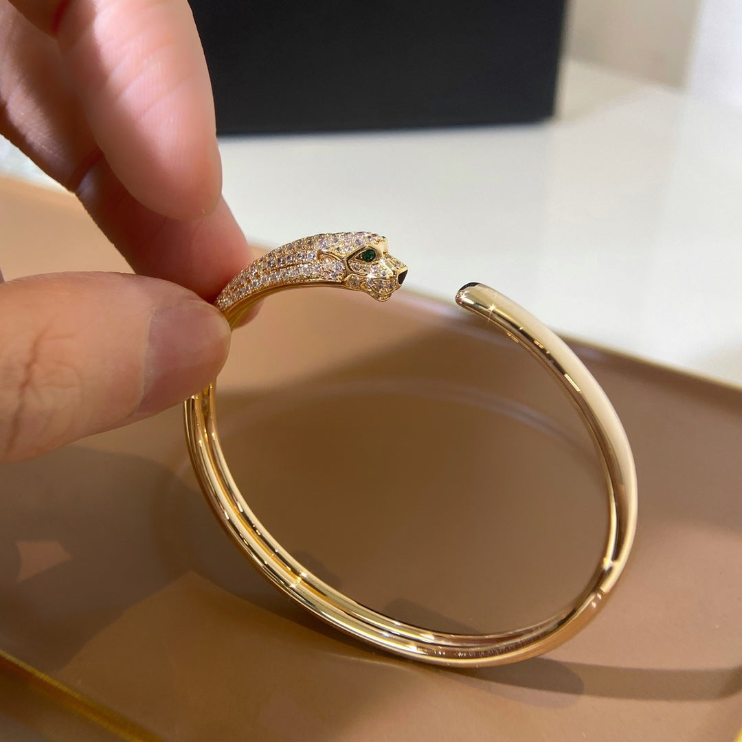 [Joyas Regalia]Pulsera abierta de diamantes y oro Pantera