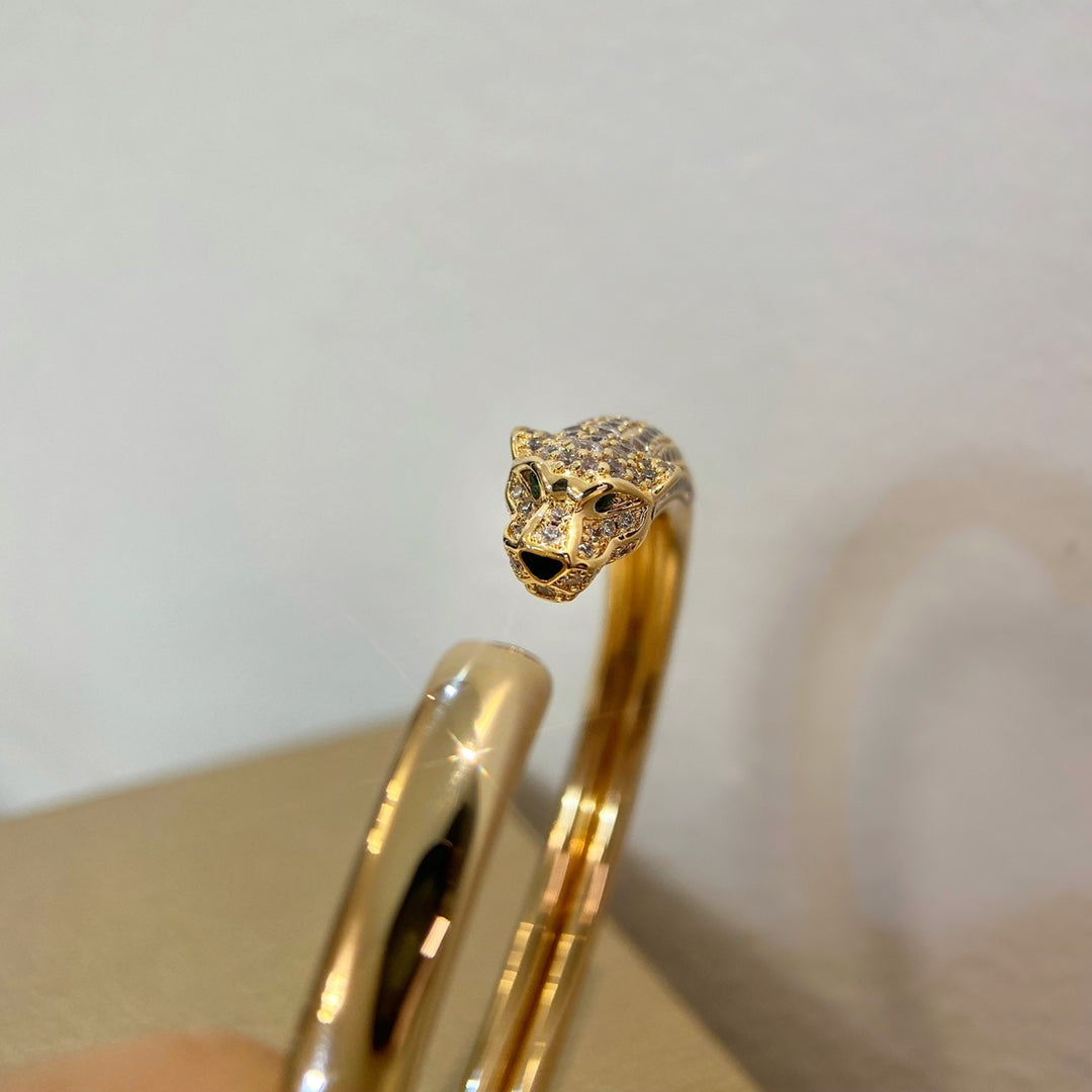 [Joyas Regalia]Pulsera abierta de diamantes y oro Pantera