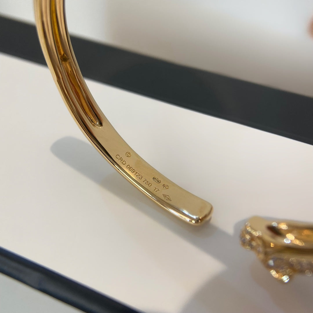 [Joyas Regalia]Pulsera abierta de diamantes y oro Pantera