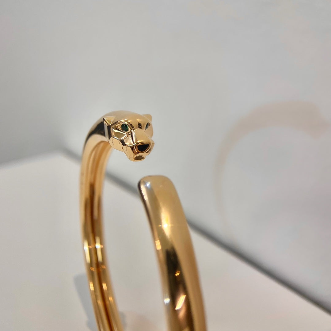 [Joyas Regalia]Pulsera abierta de oro Pantera