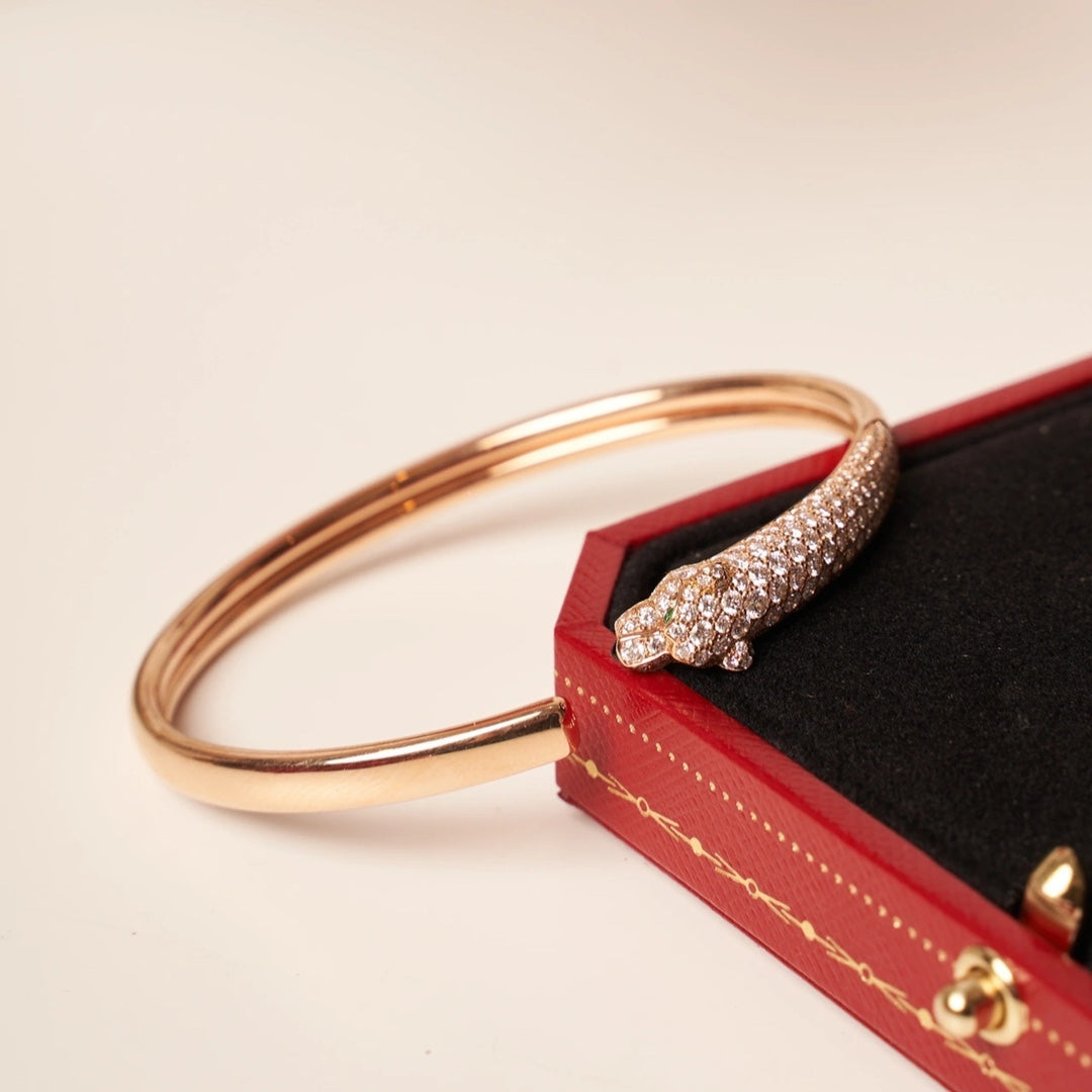 [Joyas Regalia]Pulsera abierta de diamantes en oro rosa Pantera