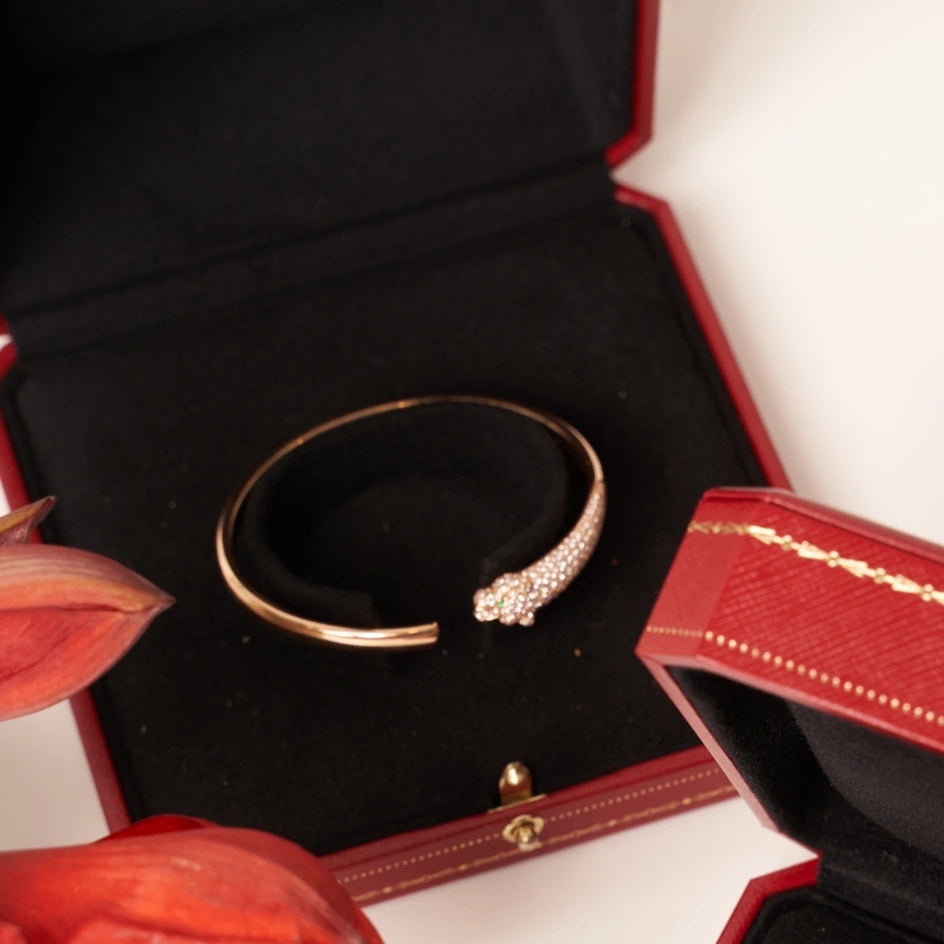 [Joyas Regalia]Pulsera abierta de diamantes en oro rosa Pantera