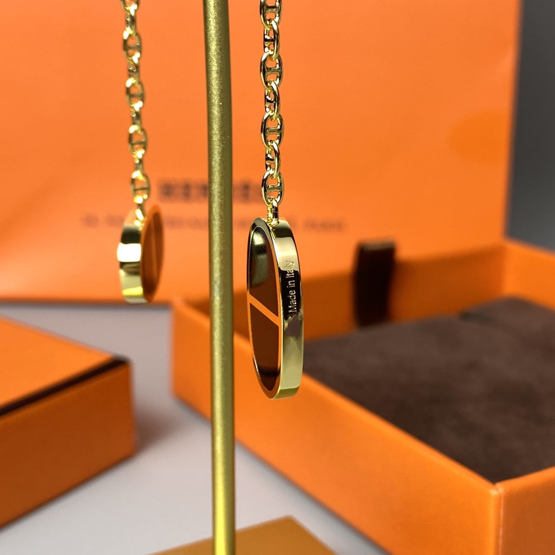 [Joyas Regalia] PENDIENTES DE CERÁMICA NEGRA CHAIN ​​VERSO