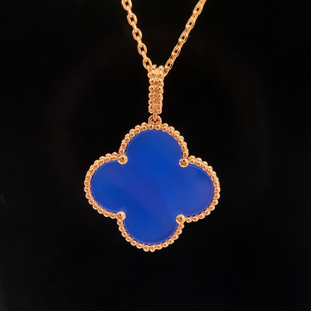[Regalia jewelry]CLOVER 25MM NECKLACE TURQUOISE ROSE GOLD