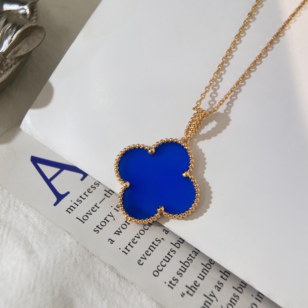 [Regalia jewelry]CLOVER 25MM NECKLACE TURQUOISE ROSE GOLD