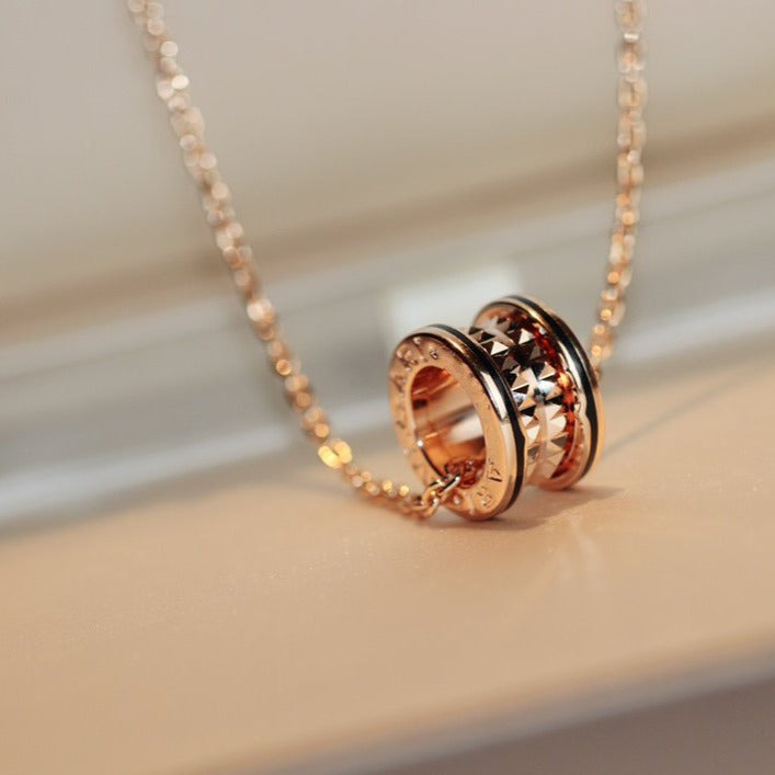 [Regalia jewelry]ZERO 1 ROCK PEDANT PINK GOLD BLACK NECKLACE