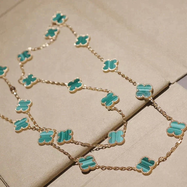 [Joyas Regalia] TRÉBOL 20 MOTIVOS MALAQUITA ORO