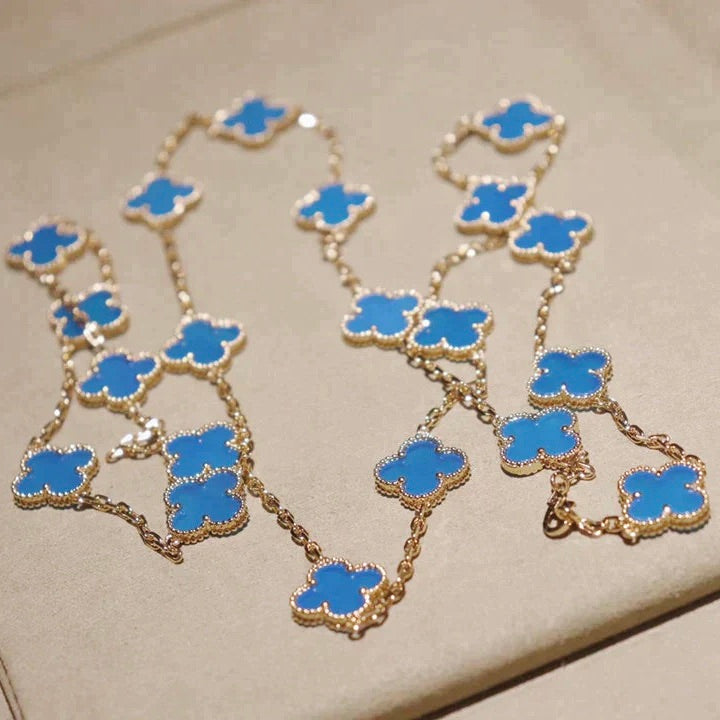 [Joyas Regalia] TRÉBOL 20 MOTIVOS ORO TURQUESA