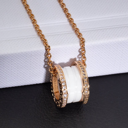 [Bijoux Regalia] COLLIER ZÉRO 1 EN CÉRAMIQUE BLANCHE, OR ROSE ET DIAMANTS