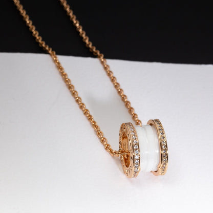 [Bijoux Regalia] COLLIER ZÉRO 1 EN CÉRAMIQUE BLANCHE, OR ROSE ET DIAMANTS