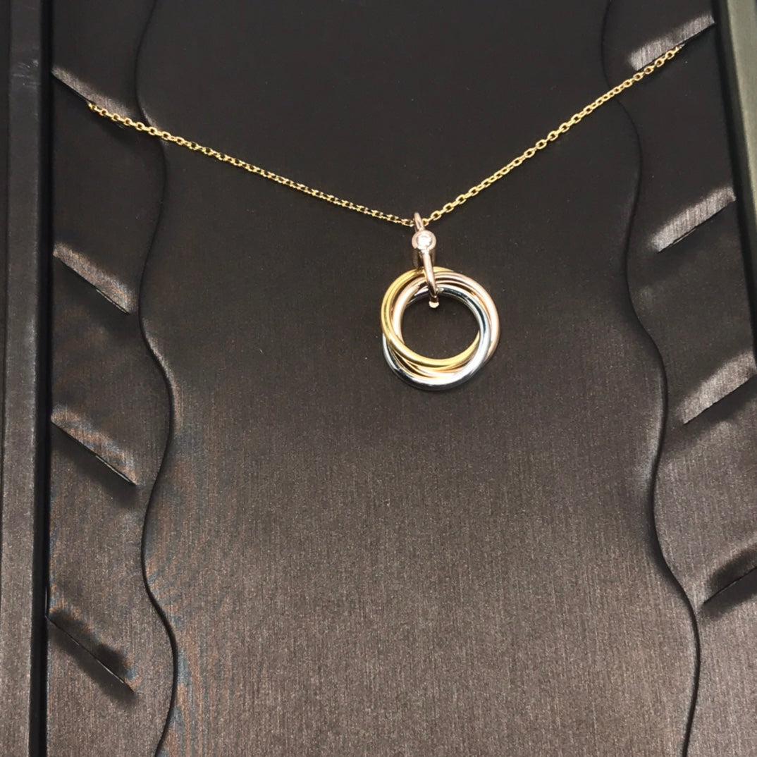 [Joyas Regalia] COLLAR TRINITY PLATA ORO ORO ROSA