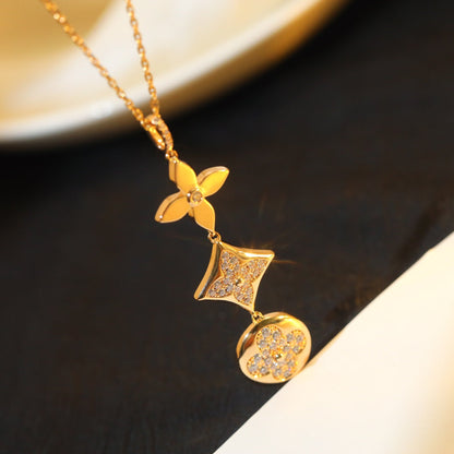 [Regalia jewelry]STAR AND SUN DIAMOND PINK GOLD NECKLACE