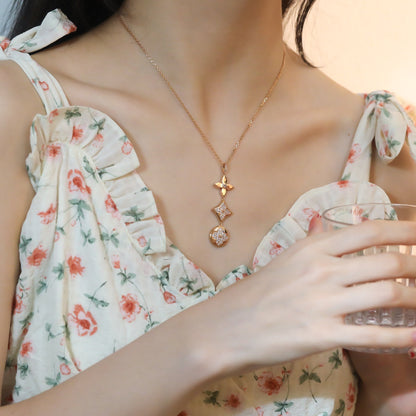 [Regalia jewelry]STAR AND SUN DIAMOND PINK GOLD NECKLACE