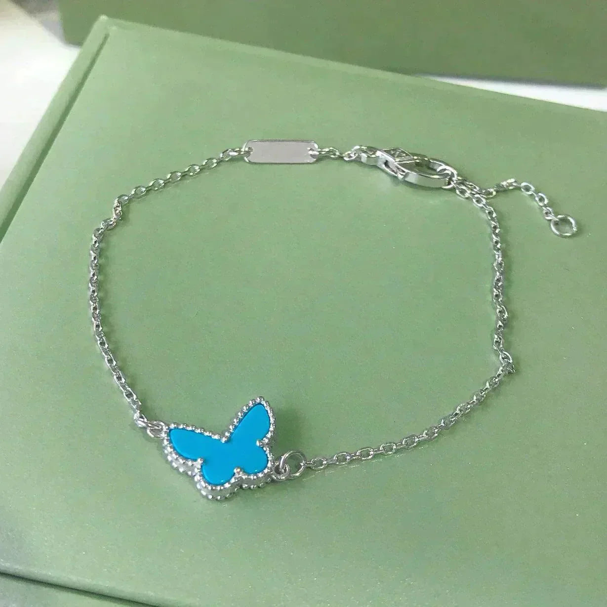 [Joyas Regalia]PULSERA MARIPOSA TURQUESA PLATA
