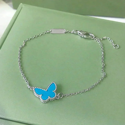 [Joyas Regalia]PULSERA MARIPOSA TURQUESA PLATA